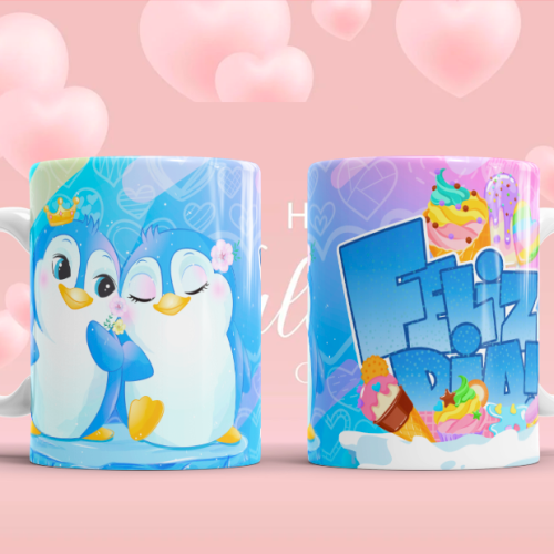 Feliz Dia 2 Pack Tazas San Valentin Sublimacion