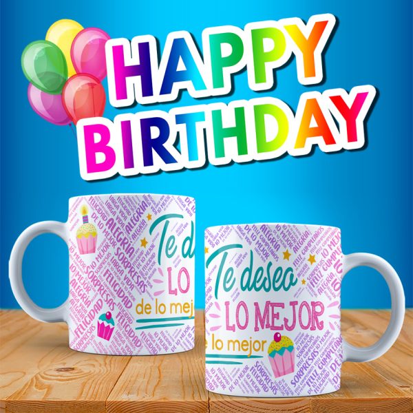 Feliz Cumpleaños Pack De Tazas Sublimación